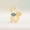 Regina ring, geelgoud, London blue topaas